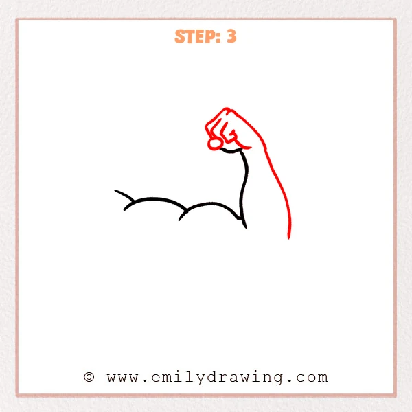 how to draw a muscular arm - Step 3